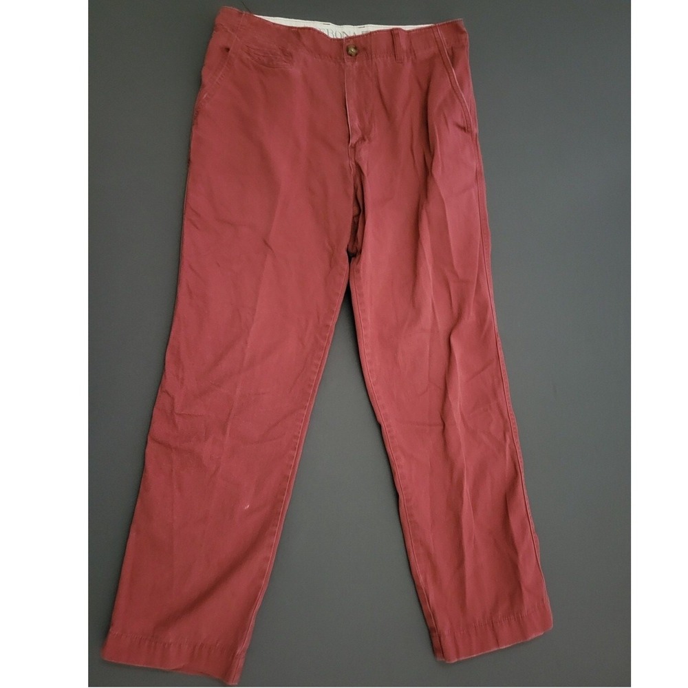 Merona Mens Tailored Fit Chino Pants‎ 32x28 Dark Red Burgundy Cotton Khakis